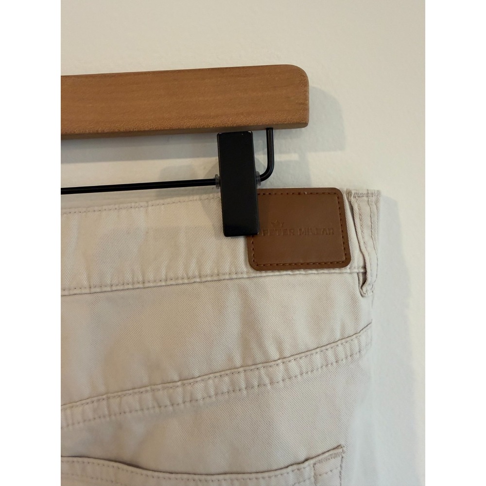 Peter Millar Twill Pants Men Beige 5 Pocket Soft Touch Pima Blend ME0B47 35X32 - Picture 5 of 13